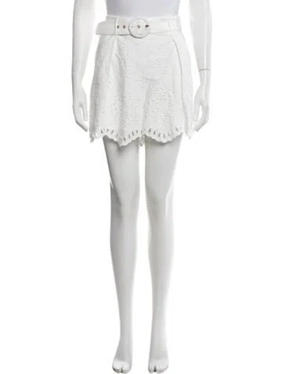 Pre-owned Hevron Lace Pattern Mini Shorts In White