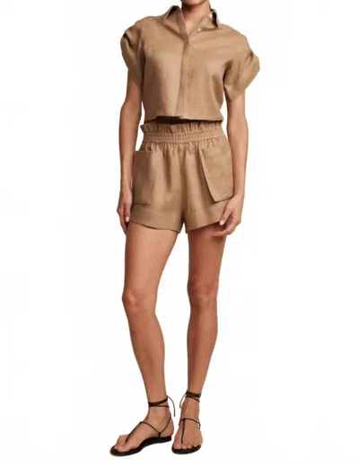 Hevron Leonora Rolled Sleeve Top In Almond In Brown