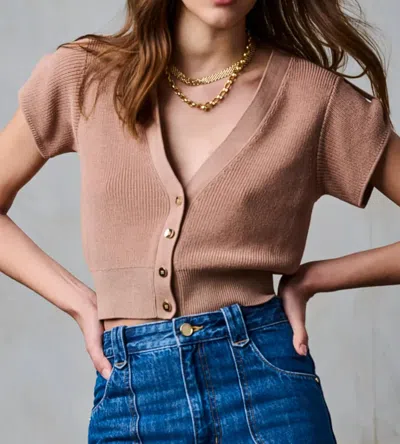 Hevron Lina Top In Taupe In Gray