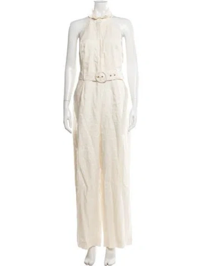 Pre-owned Hevron Linen Halterneck Jumpsuit In Neutrals