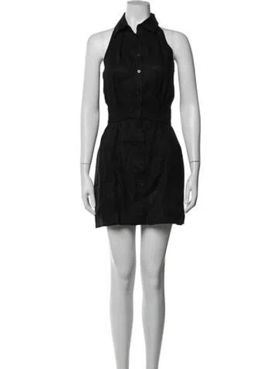 Pre-owned Hevron Linen Mini Dress In Blue