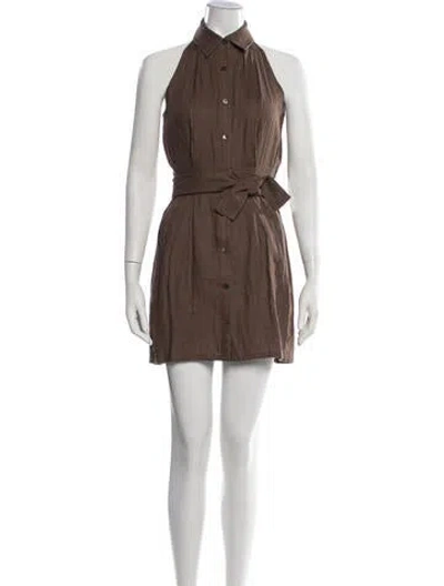 Pre-owned Hevron Linen Mini Dress W/ Tags In Brown