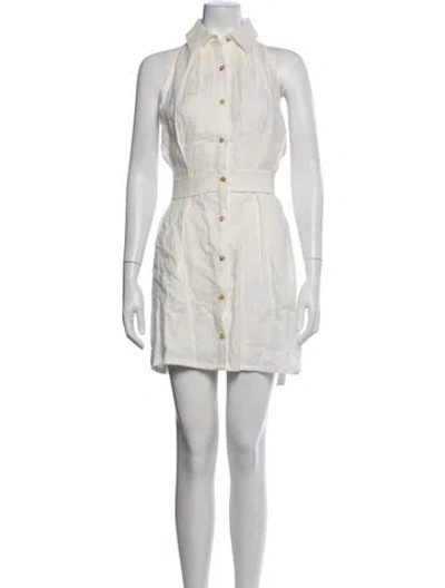 Pre-owned Hevron Linen Mini Dress W/ Tags In White