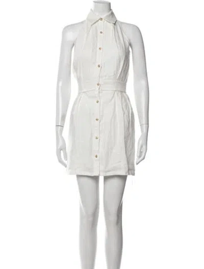 Pre-owned Hevron Linen Mini Dress W/ Tags In White