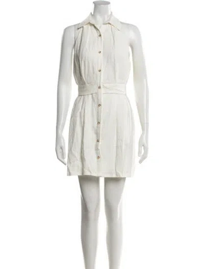 Pre-owned Hevron Linen Mini Dress W/ Tags In White