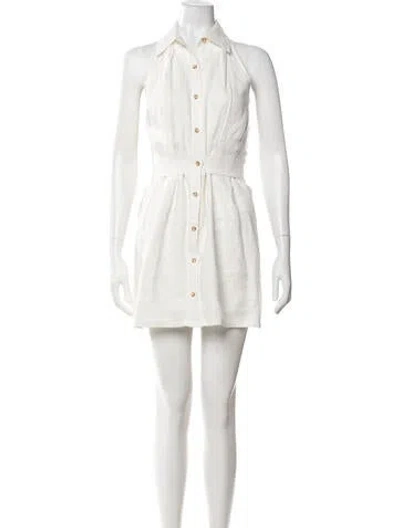 Pre-owned Hevron Linen Mini Dress In White