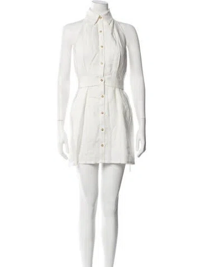 Pre-owned Hevron Linen Mini Dress In White