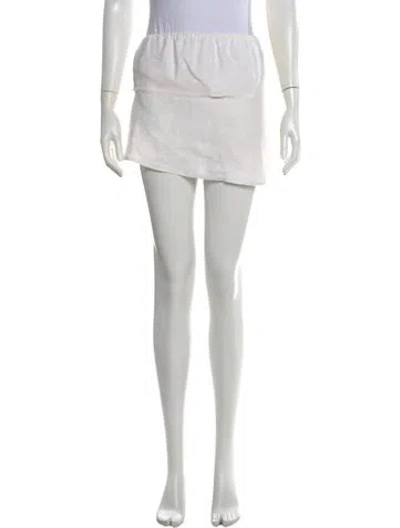 Pre-owned Hevron Linen Mini Skirt In White