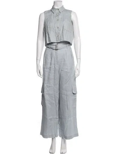 Pre-owned Hevron Linen Pant Set In Blue