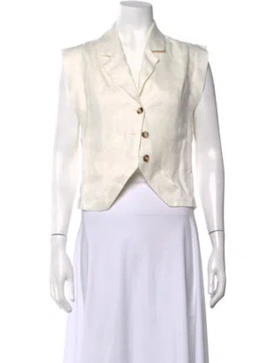 Pre-owned Hevron Linen Sleeveless Button-up Top In Neutrals/white