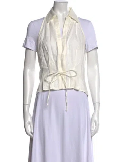 Pre-owned Hevron Linen Sleeveless Top In Neutrals