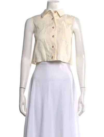 Pre-owned Hevron Linen Sleeveless Top In Neutrals