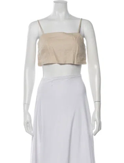 Pre-owned Hevron Linen Square Neckline Crop Top W/ Tags In Neutrals