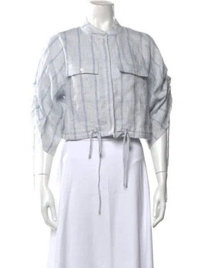 Pre-owned Hevron Linen Striped Top In White