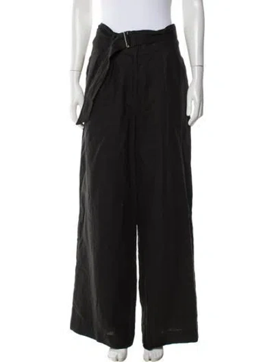Pre-owned Hevron Linen Wide Leg Pants In Black