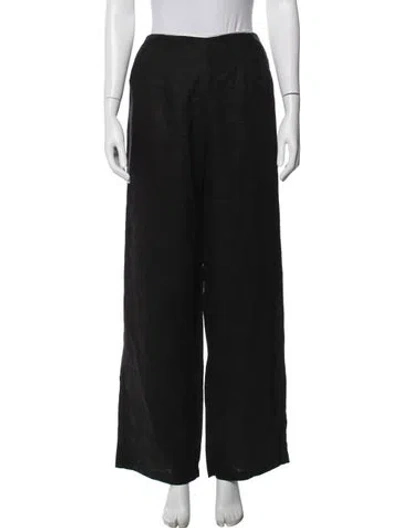 Pre-owned Hevron Linen Wide Leg Pants In Black