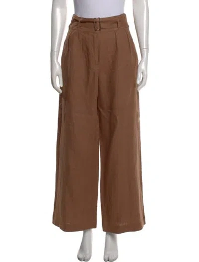 Pre-owned Hevron Linen Wide Leg Pants In Brown