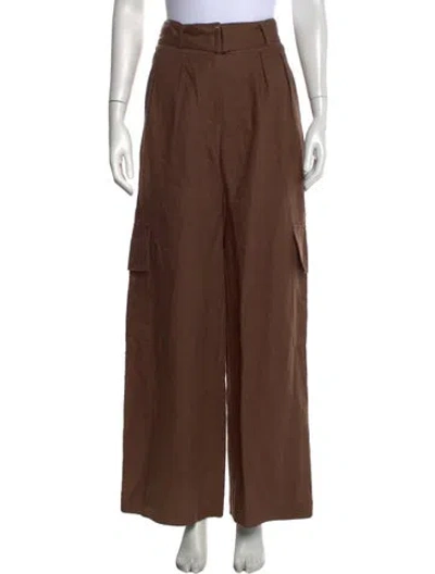 Pre-owned Hevron Linen Wide Leg Pants In Brown