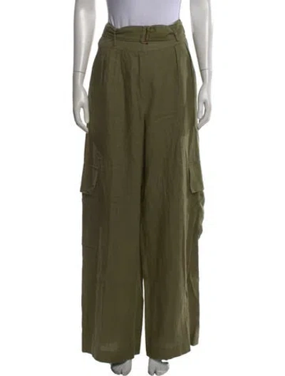 Pre-owned Hevron Linen Wide Leg Pants In Green