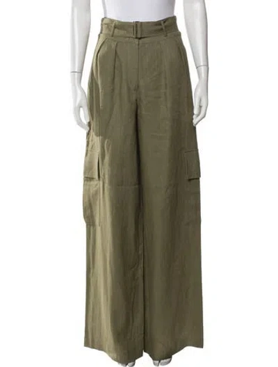 Pre-owned Hevron Linen Wide Leg Pants In Green