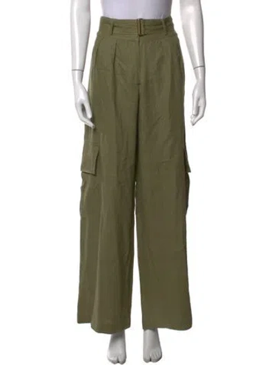 Pre-owned Hevron Linen Wide Leg Pants In Green