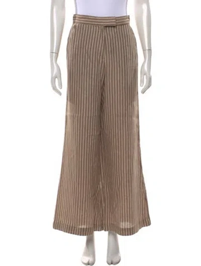 Pre-owned Hevron Linen Wide Leg Pants In Neutrals