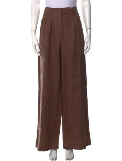 Pre-owned Hevron Linen Wide Leg Pants W/ Tags In Brown