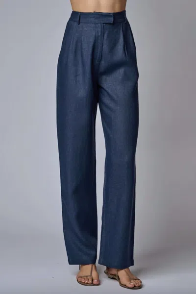 Hevron Michelle Straight Pants In Indigo In Transparent