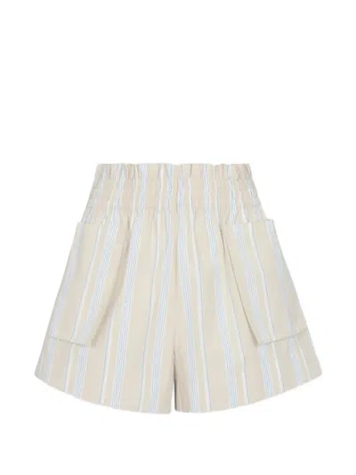Hevron Mira Striped Paperbag-waist Shorts In Multi