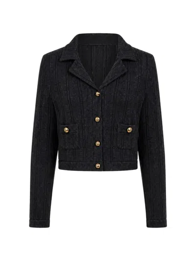 Hevron Nanette Pointelle-knit Cardigan In Black