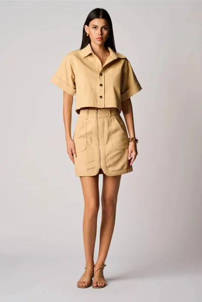 Hevron Nora Skirt In Sandstone In Silver