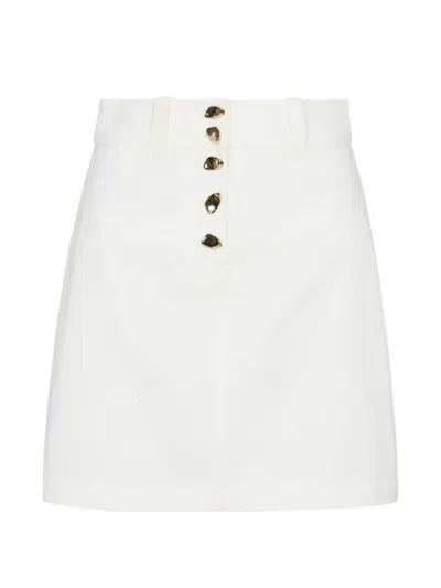 Hevron Nylah Button-up Belt-loop Mini Skirt In White