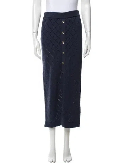 Pre-owned Hevron Patterned Long Skirt In Blue