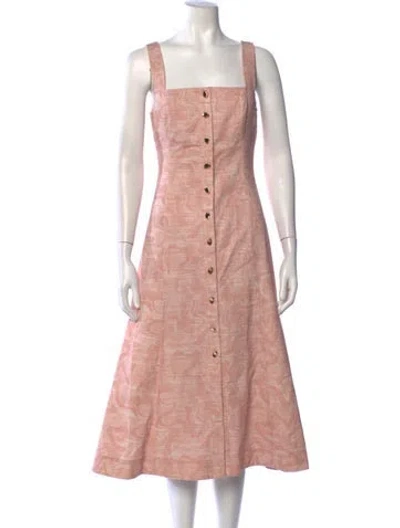 Pre-owned Hevron Patterned Midi Length Dress W/ Tags In Pink