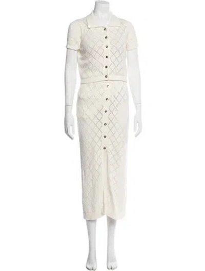 Pre-owned Hevron Patterned Skirt Suit In Neutral