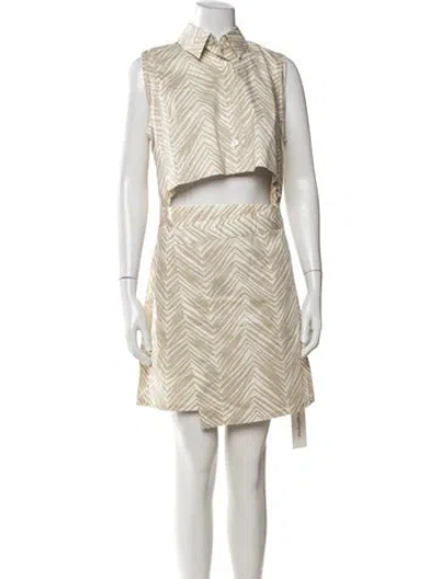 Pre-owned Hevron Printed Mini Dress In Neutrals