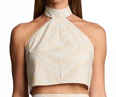 Hevron Quinn Halter Top In Beige Stripe In Neutral