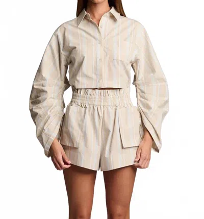 Hevron Raquel Top In Beige Stripe In Neutral
