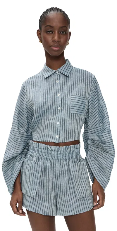 Hevron Raquel Top Navy Stripe In Blue