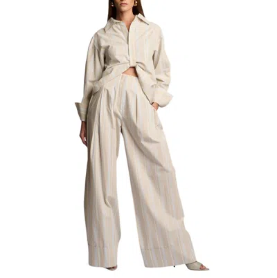 Hevron Rory Pant In Beige Stripe In Black