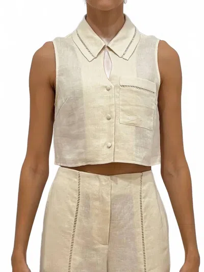 Hevron Rosalie Cropped Sleeveless Top In Ivory In Multi