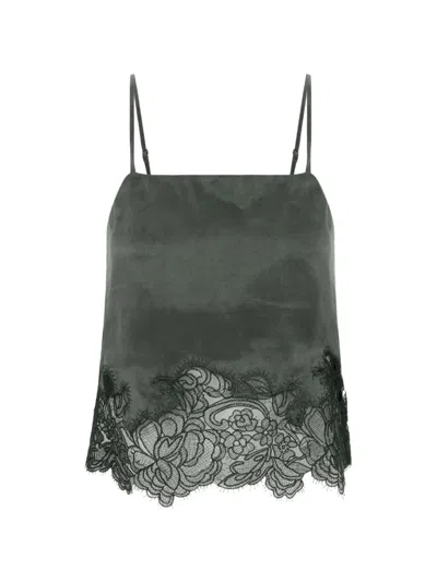Hevron Sabra Lace-trim Top In Green