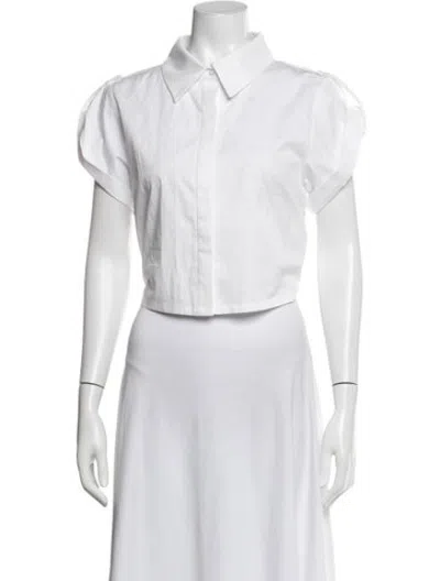 Pre-owned Hevron Short Sleeve Button-up Top In White