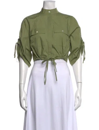 Pre-owned Hevron Short Sleeve Crop Top W/ Tags In Green