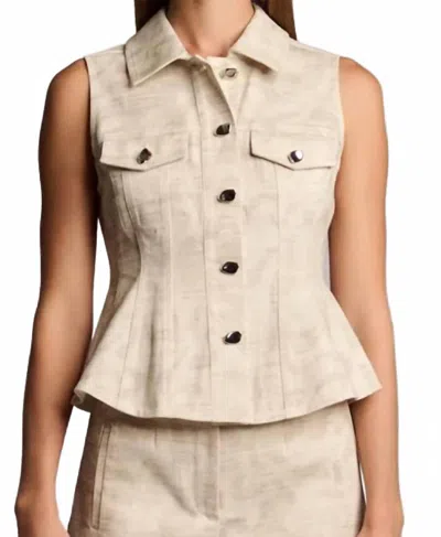 Hevron Skylar Sleeveless Button-down Top In Camo Print Ivory In Neutral