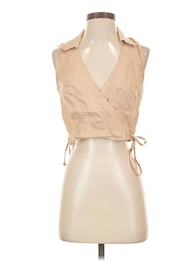 Pre-owned Hevron Sleeveless Button Down Shirt In Tan