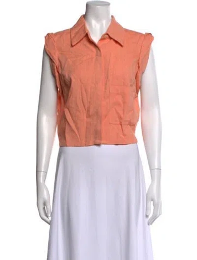 Pre-owned Hevron Sleeveless Button-up Top In Orange