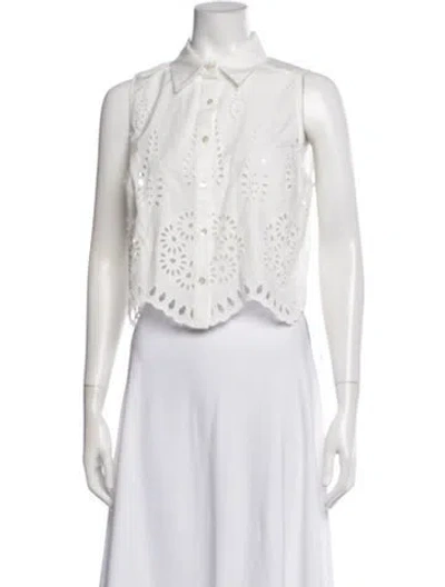 Pre-owned Hevron Sleeveless Button-up Top W/ Tags In White