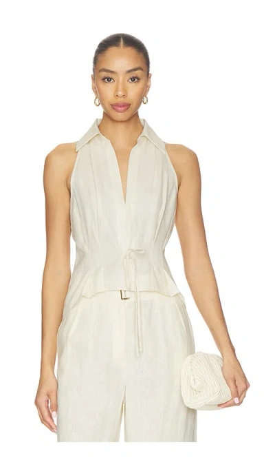 Hevron Sloan Linen Vest In White