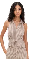Hevron Sloan Vest Chocolate Stripe In Chocolate Stripe